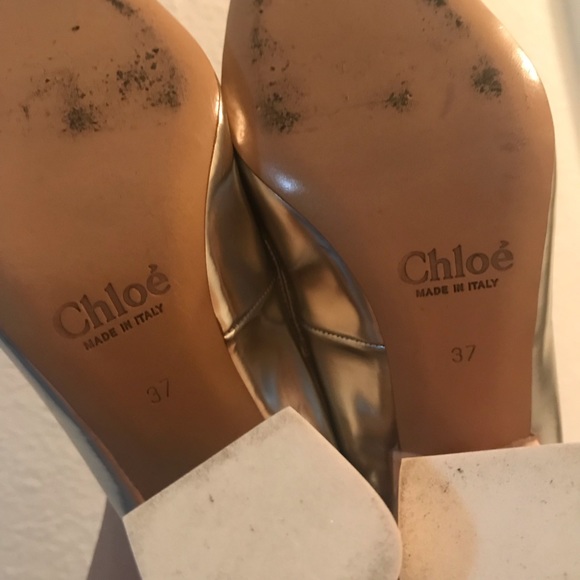 CHLOE leather slingback metallic pumps - Picture 8 of 9